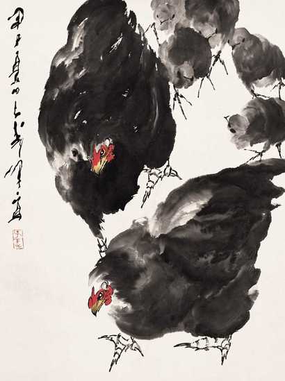 王子武 群鸡图 镜心